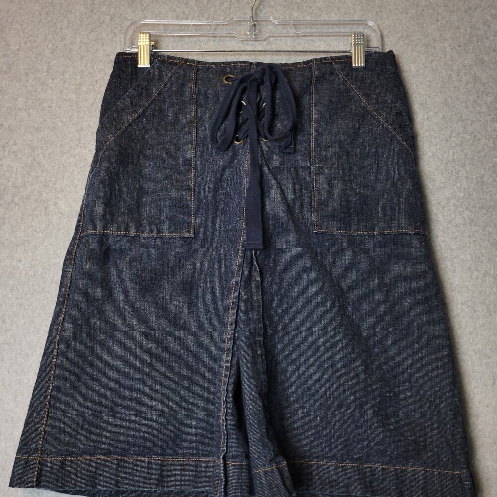 Vtg Y2k Gap Jeans 100% Cotton Blue Denim Lace Up Knee Length Skirt Women's 8 - Picture 2 of 11